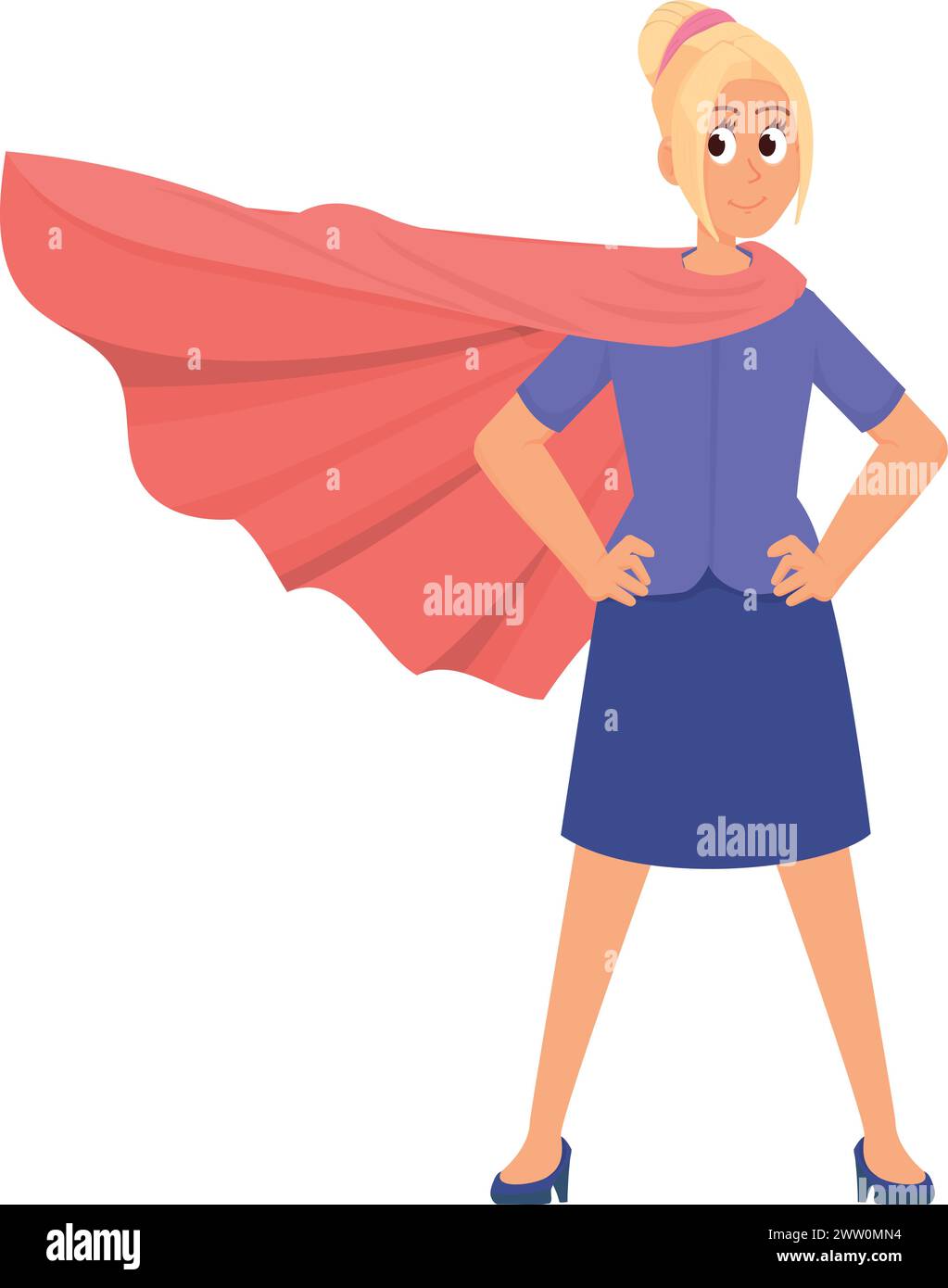 Superhero businesswoman in red cape. Female powerful leader Stock Vector
