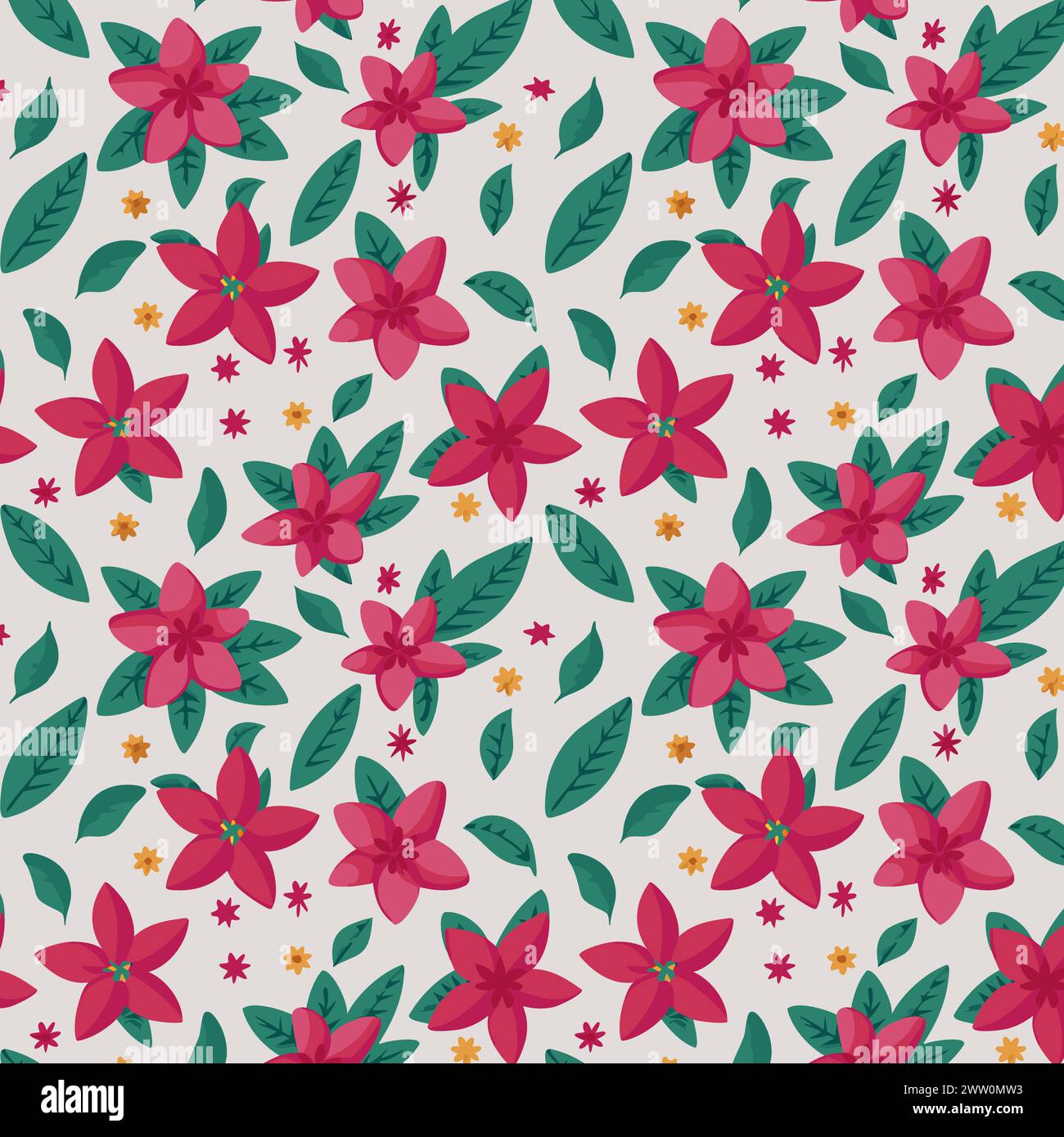 Flower pattern with leaves. Floral bouquets flower compositions. Floral pattern. Stock Vector