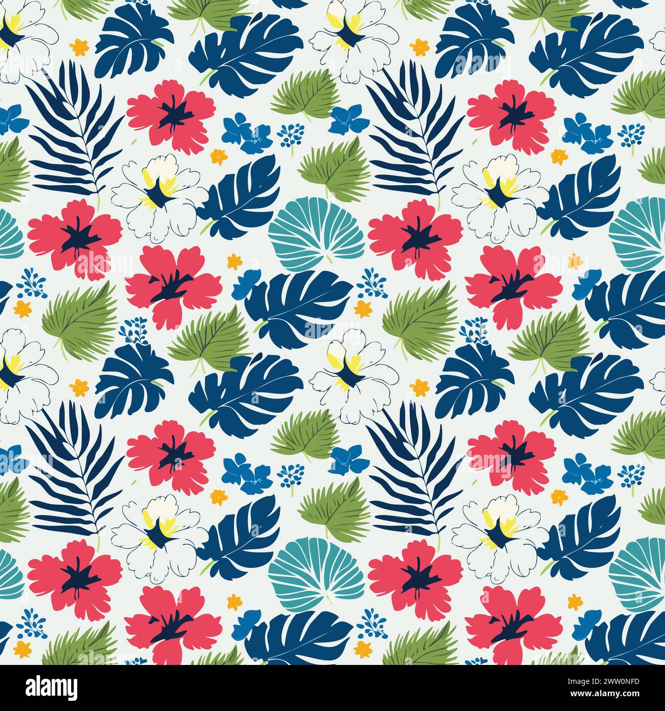 Flower pattern with leaves. Floral bouquets flower compositions. Floral pattern. Stock Vector
