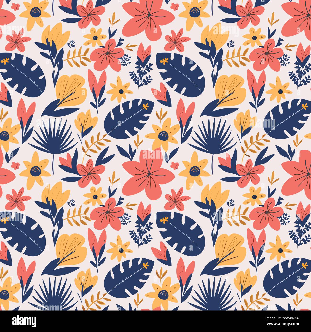 Flower pattern with leaves. Floral bouquets flower compositions. Floral pattern. Stock Vector
