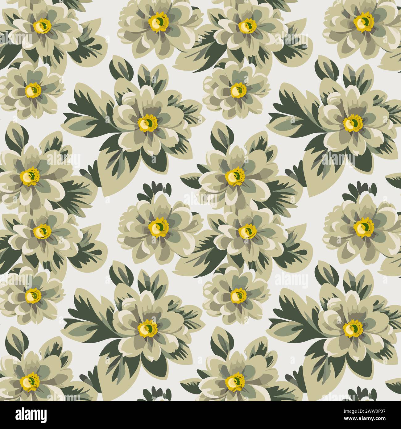 Flower pattern with leaves. Floral bouquets flower compositions. Floral pattern. Stock Vector