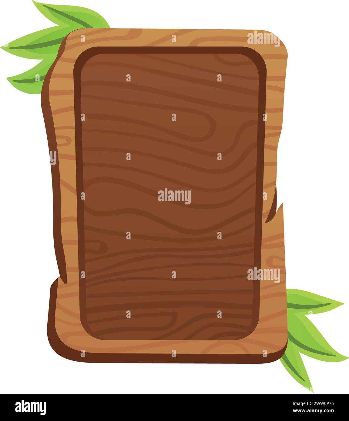 Wooden game window template. Interface blank panel Stock Vector Image