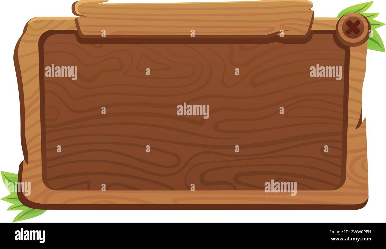 Wooden window for cartoon game. Ui element Stock Vector Image & Art - Alamy