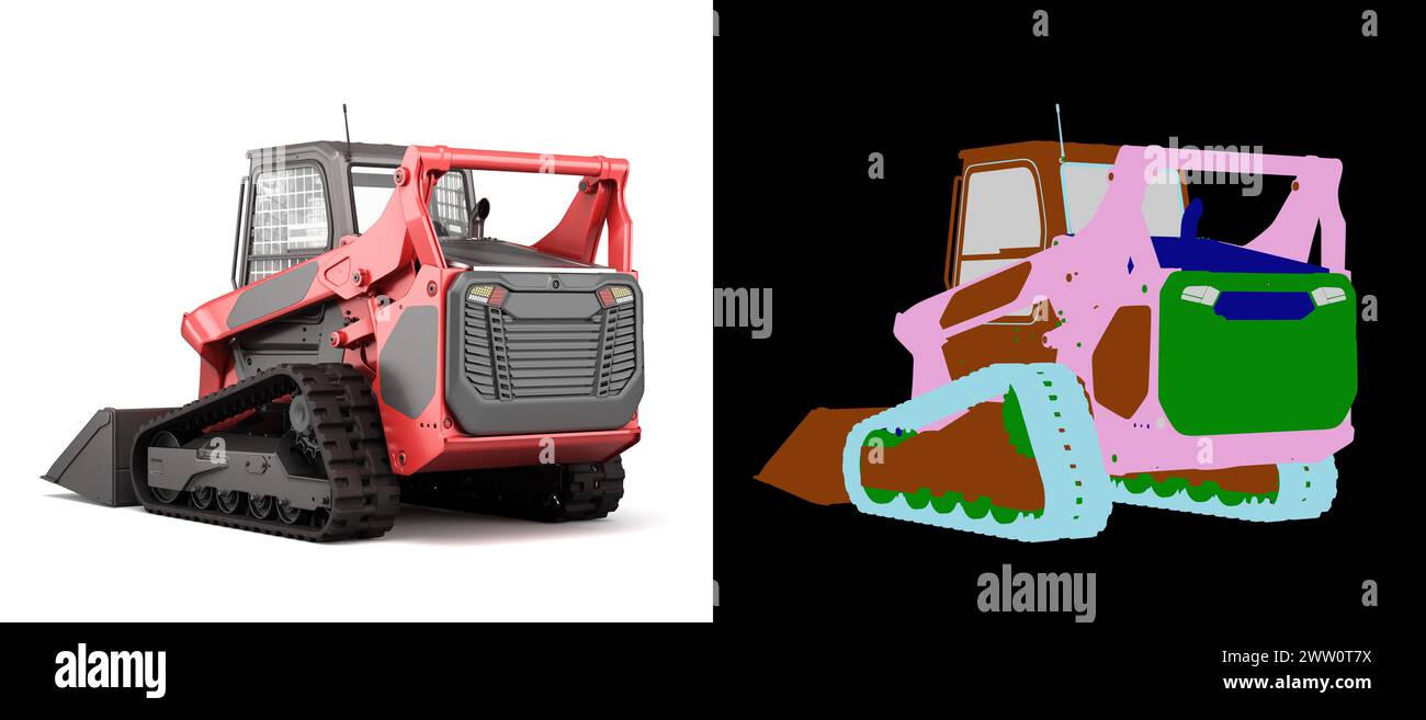 Rent Large Track Skidloader back perspective view 3d rendr on white ...
