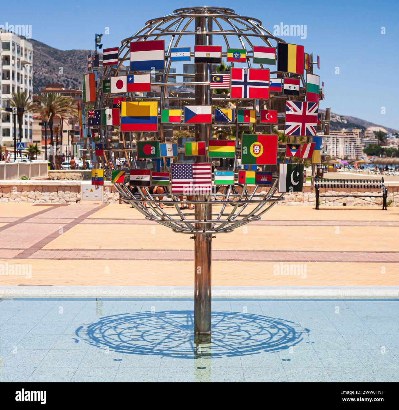 Fountain of the Nations sculpture on Paseo Maritimo, Los Boliches, Fuengirola Stock Photo