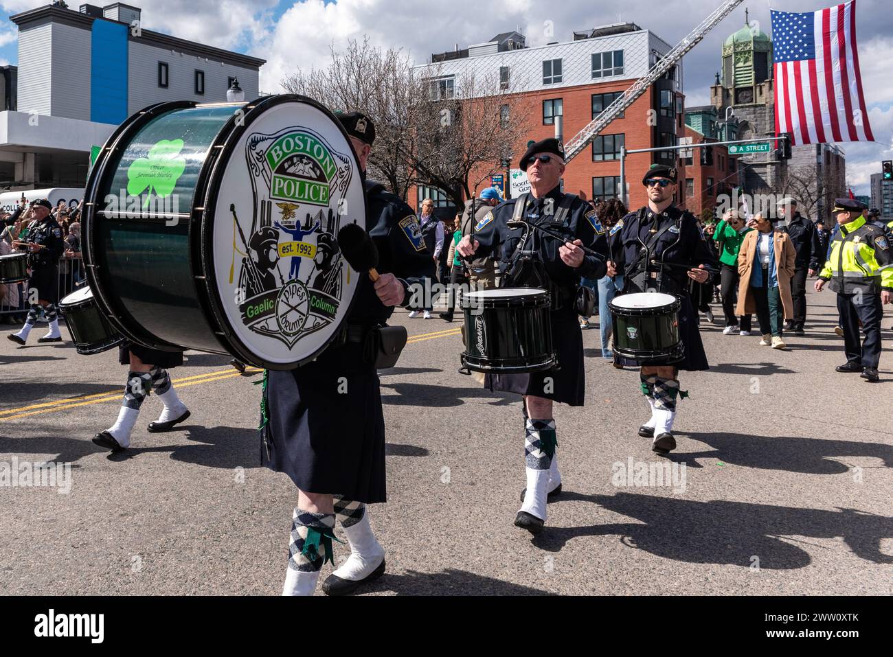 Boston Police Gaelic Column of Pipes & Drums leading the 2024 South