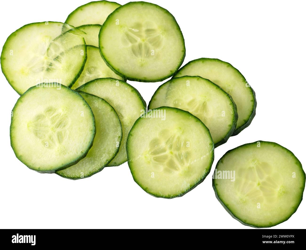 cucumber slices white background Stock Photo