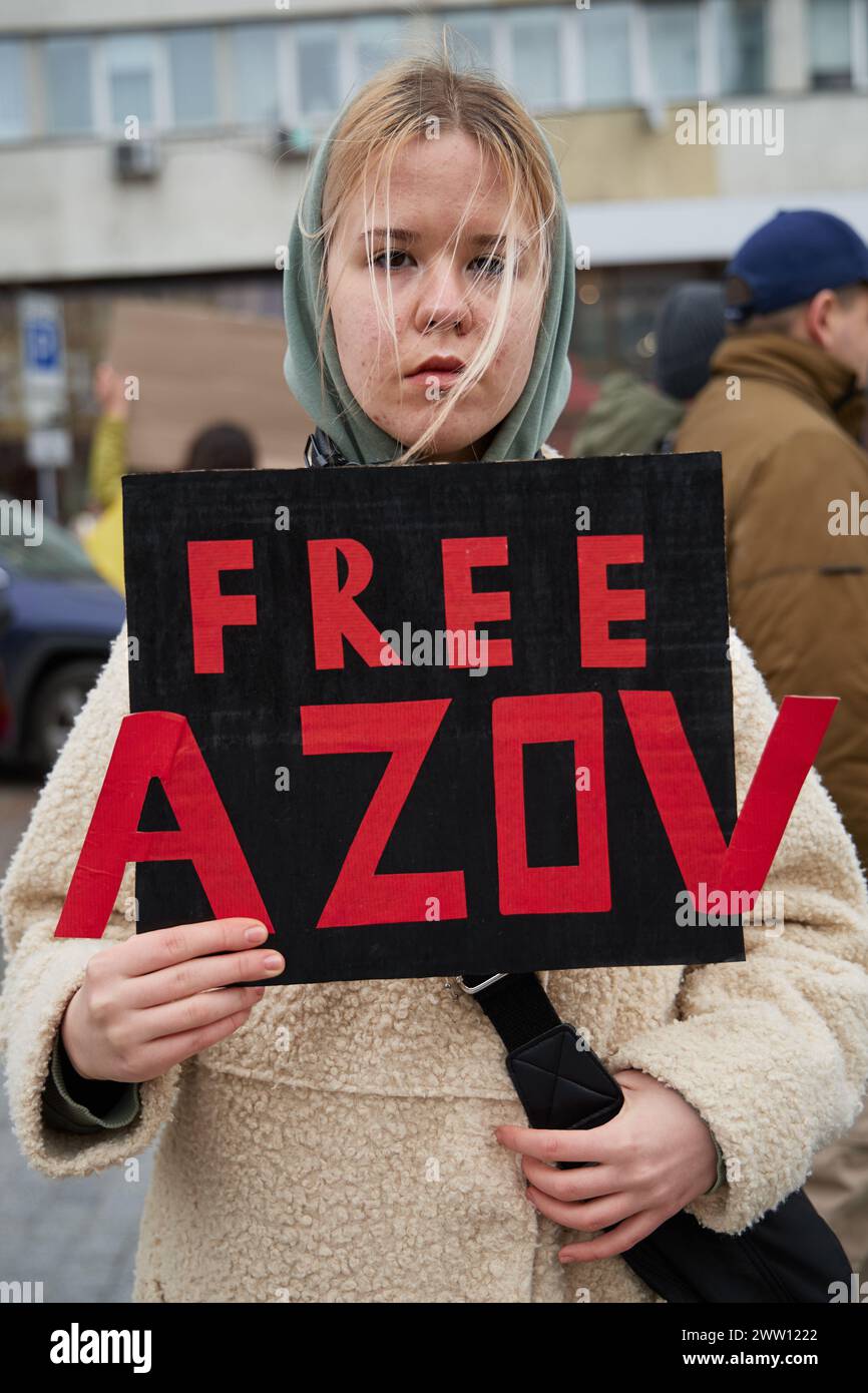 Young Ukrainian girl posing with a sign 