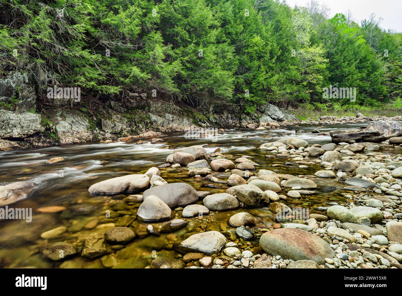 Sacandaga River rushes through the Adirondack Park, Hamilton Co., New York Stock Photo