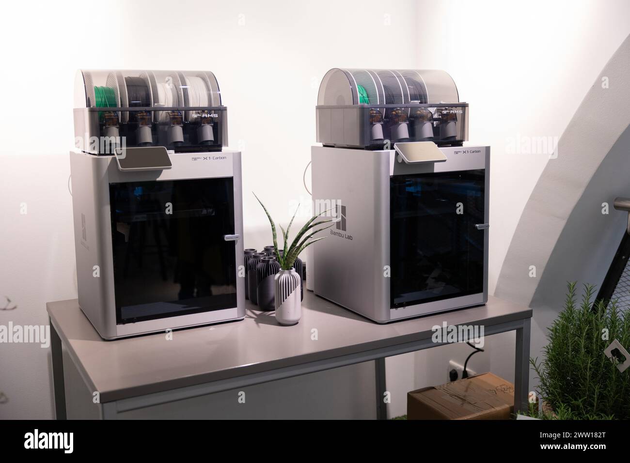 Munich, Germany. 20th Mar, 2024. 3D-Printer at the opening of the Future Retail Store Urban Gardeners by Kiefl in the Townhall in Munich, Germany on March 20, 2024. (Photo by Alexander Pohl/Sipa USA) Credit: Sipa USA/Alamy Live News Stock Photo