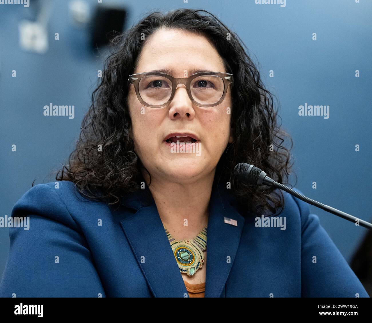 Washington, United States. 20th Mar, 2024. Isabel Guzman, Administrator of the Small Business Administration (SBA), speaking at a hearing of the House Committee on Small Business at the U.S. Capitol. (Photo by Michael Brochstein/Sipa USA) Credit: Sipa USA/Alamy Live News Stock Photo
