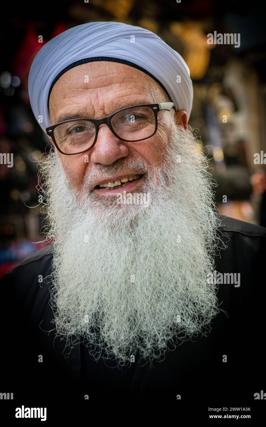 A muslim man in Istabul with a full beard and clothing for ramadan Stock Photo