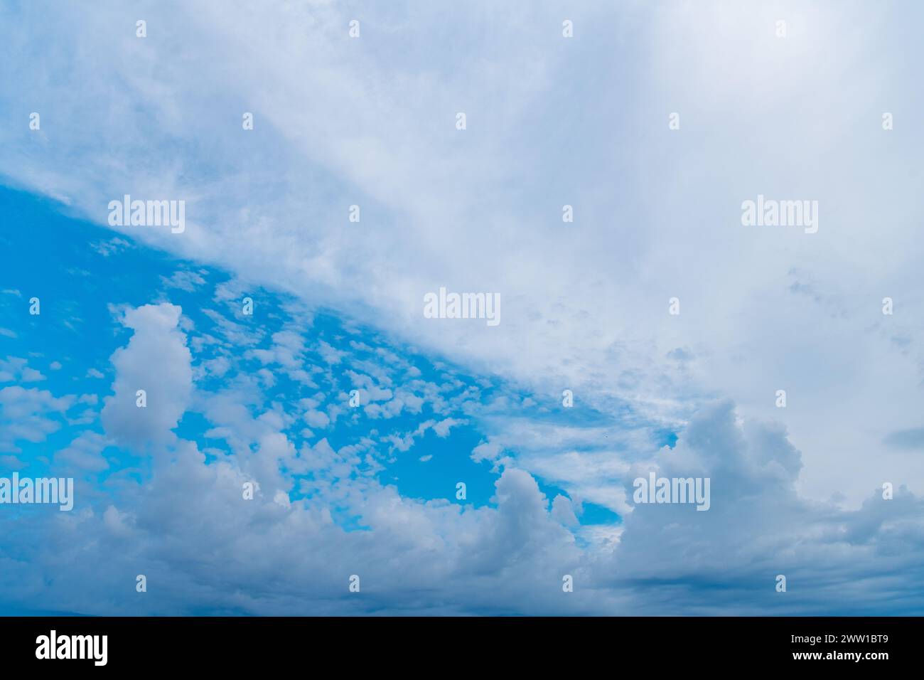 Sky with clouds. Cloudy skyscape background. Cloudscape sky background. Cloud in the sky. Background with cloud. Gloomy sky with overcast clouds. Skys Stock Photo