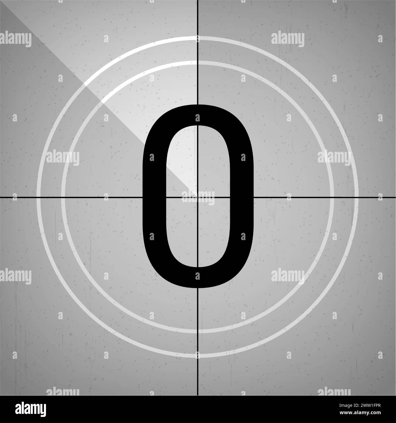 Countdown zero number in retro film frame style Stock Vector