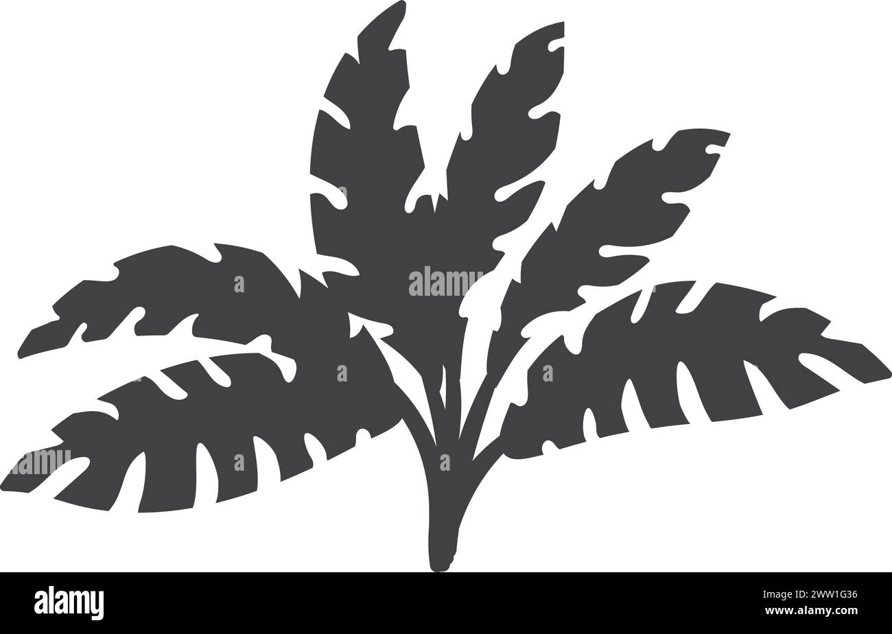 Tropical plant black silhouette. Jungle nature logo Stock Vector Image ...