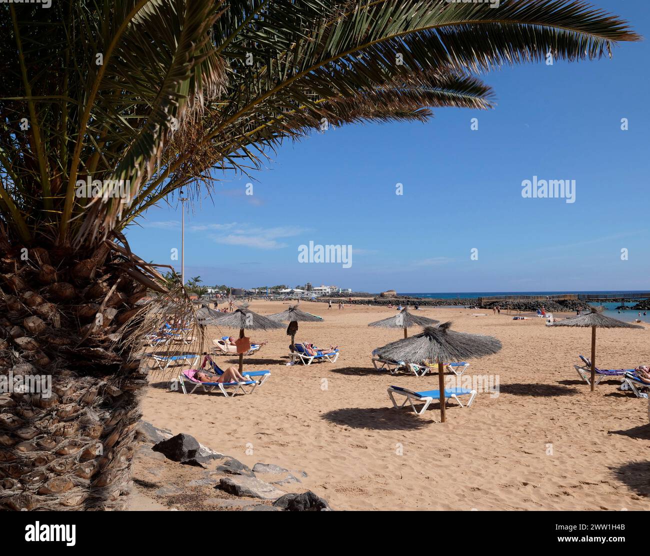 La Guirra beach, Paseo Marítimo, Caleta de Fuste, east coast of Fuerteventura, Antigua, Canary Islands, Spain Stock Photo