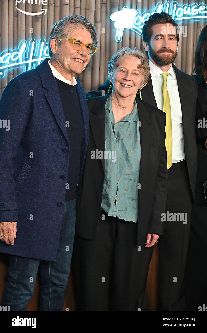 Jake Gyllenhaal, his parents Stephen and Naomi Foner Gyllenhaal attend the New York Premiere of 'Roadhouse' at Jazz at Lincoln Center in New York, New York on March 19, 2024. Robin Platzer/ Twin Images/ Credit: Sipa USA/Alamy Live News Stock Photo