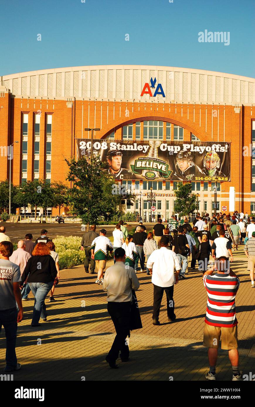 A Crowd Heads Towards the American Airlines Arena in Dallas Texas Stock Photo