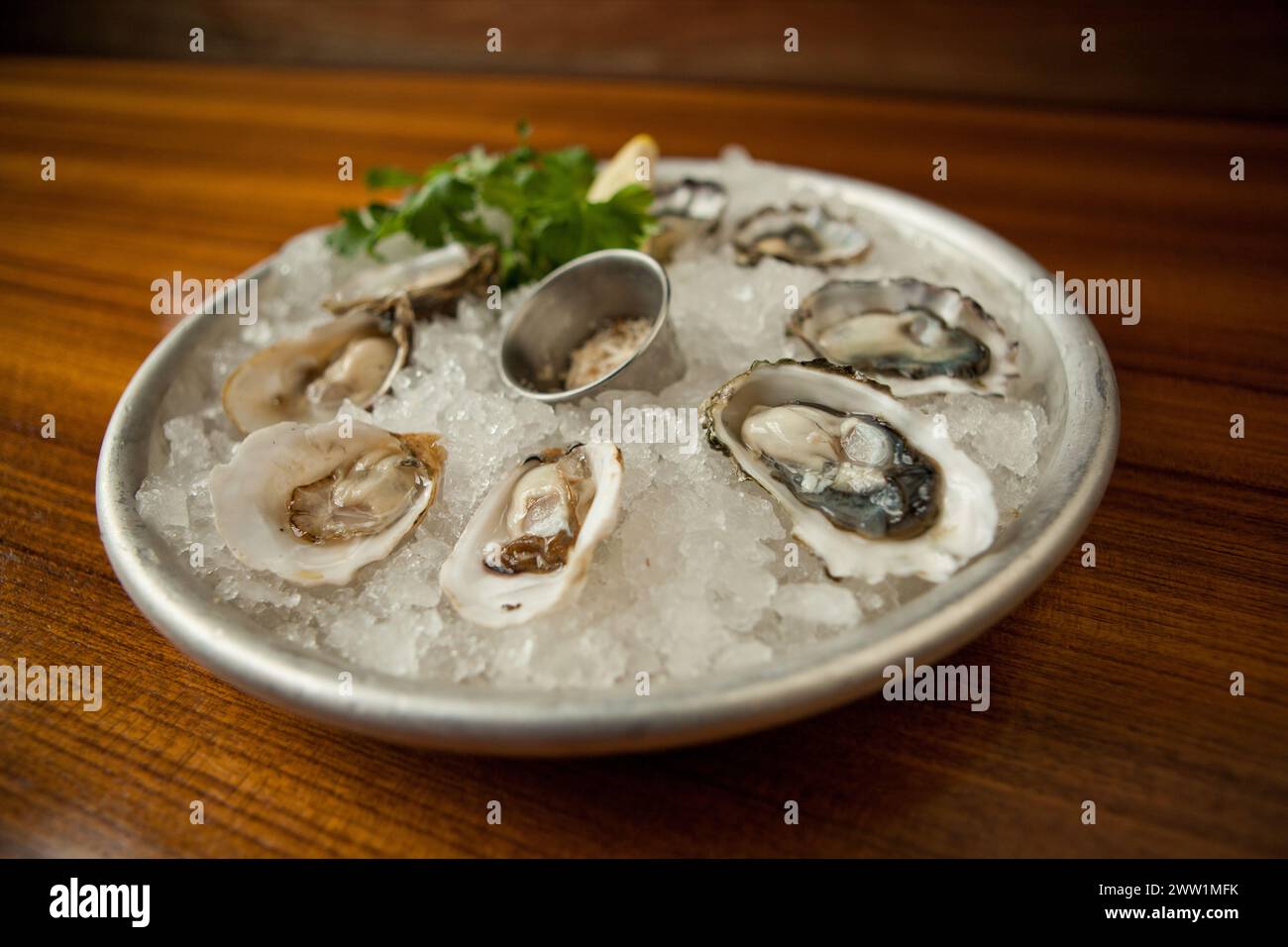 Oysters On The Half Shell Stock Photo