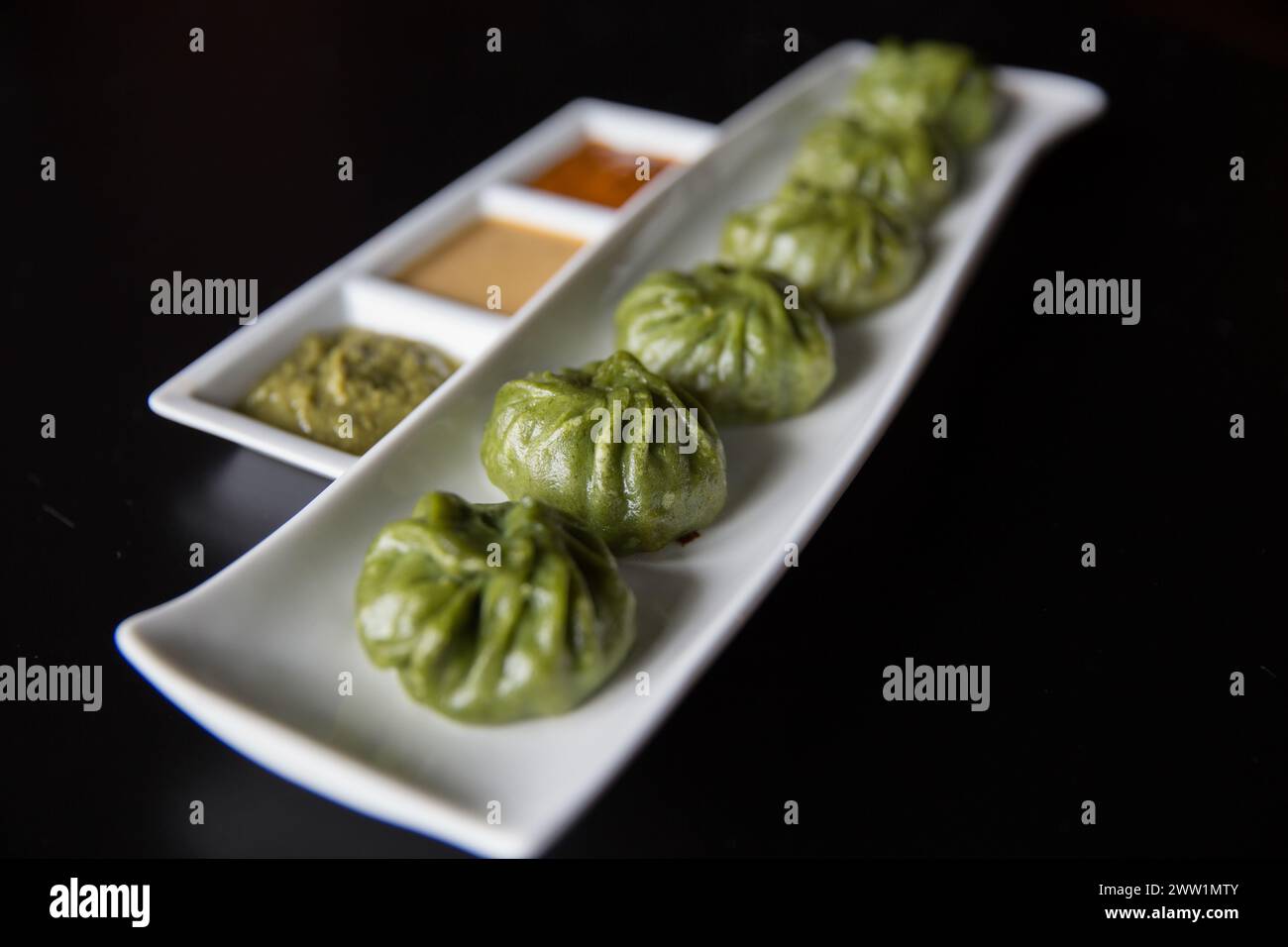 Spinach Momo Stock Photo