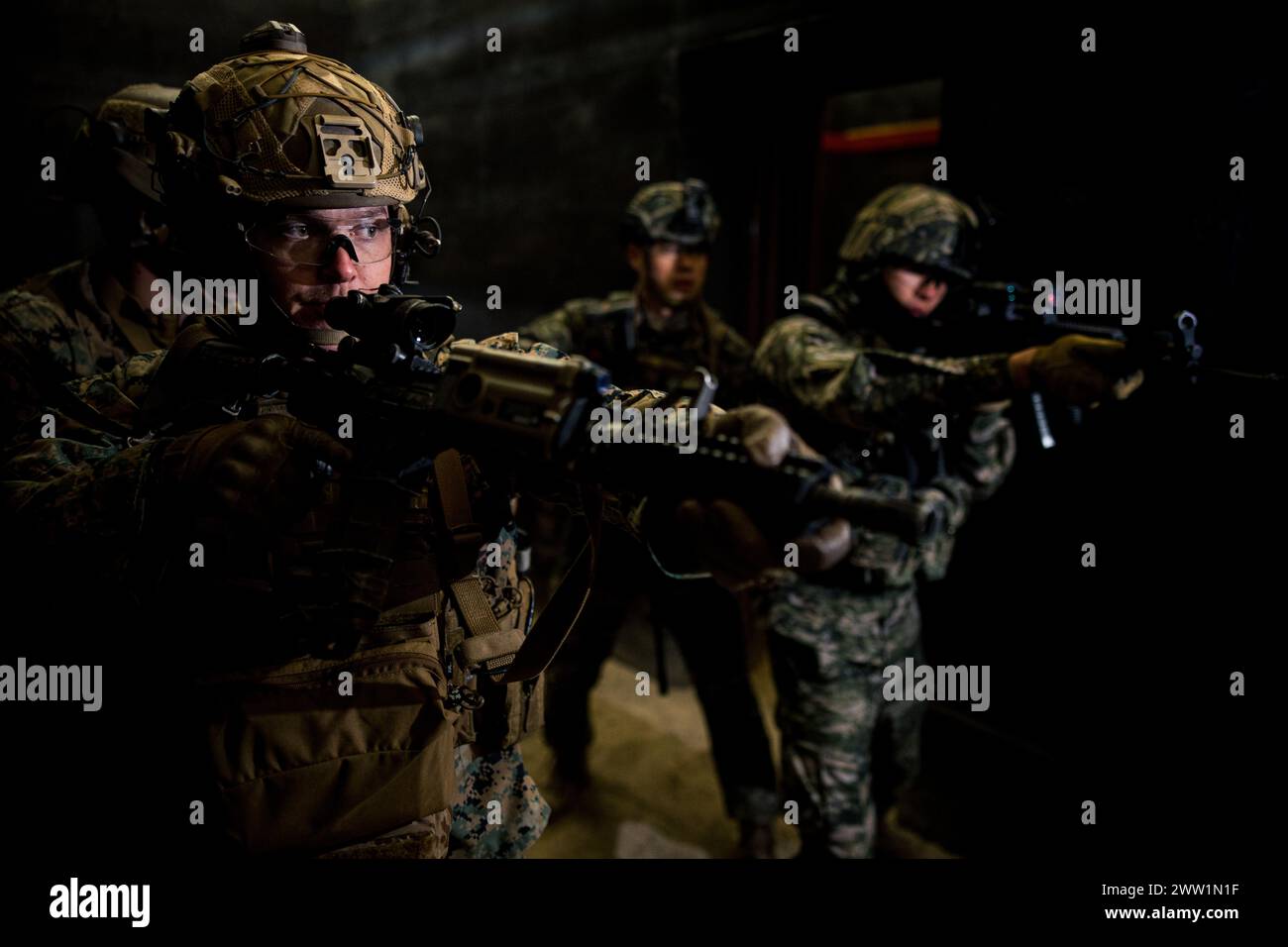 U.S. Marine Corps Sgt. Riley Dwyer executes close-quarters combat ...