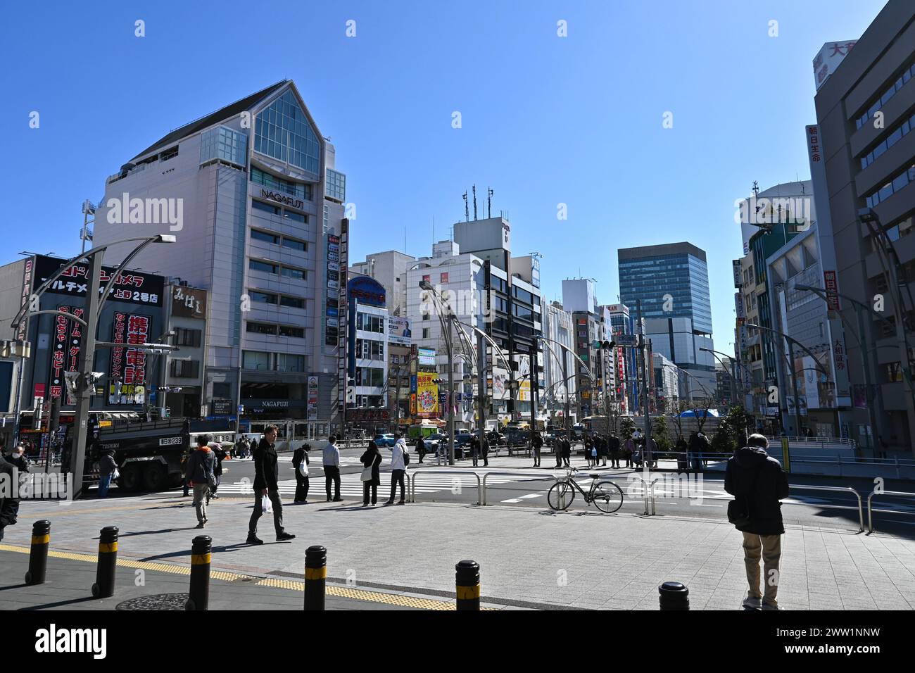 Chuo-dori avenue in Downtown Ueno – Taito City, Tokyo, Japan – 28 February 2024 Stock Photo