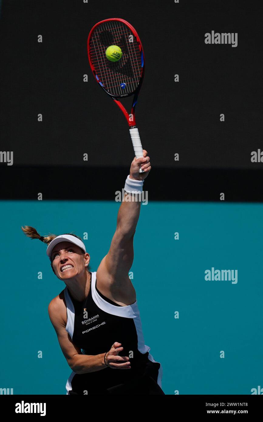 Angelique Kerber Of Germany Serves Against Sloane Stephens In Their