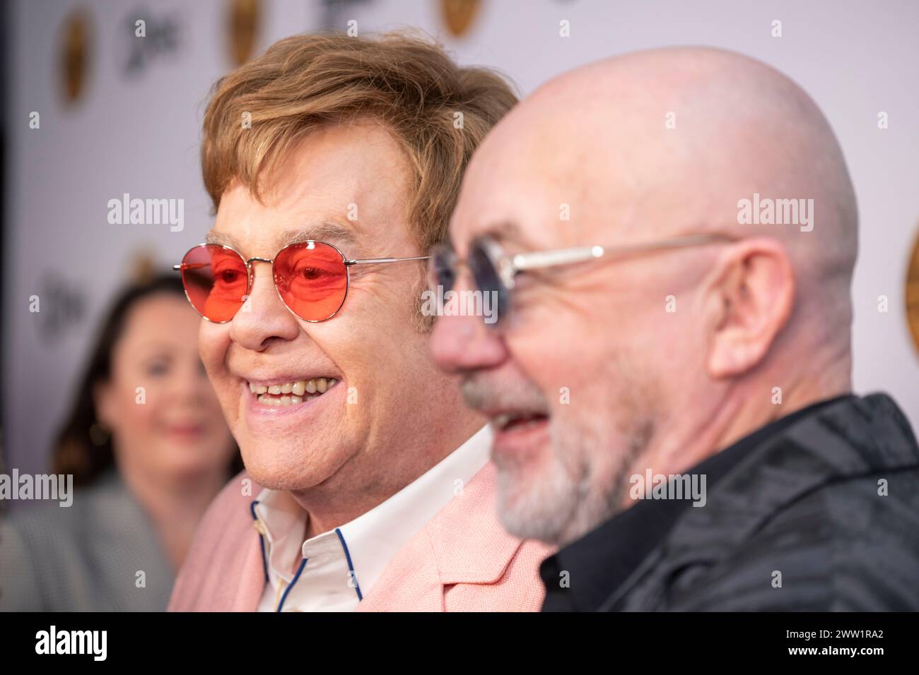 Elton John and Bernie Taupin arrive in the red carpet for the 2024
