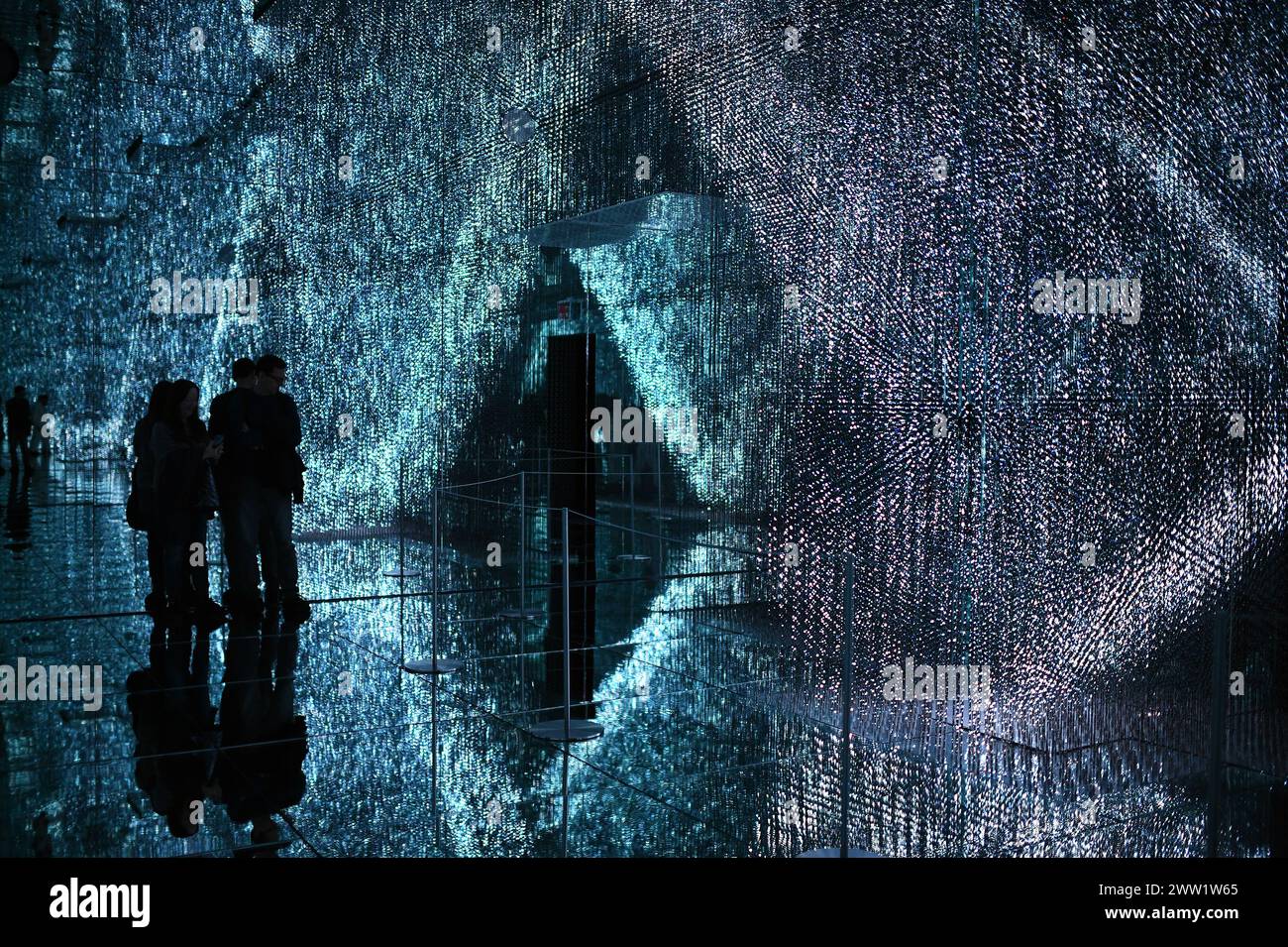 New York, USA. 20th Mar, 2024. Visitors walk through an installation at ...