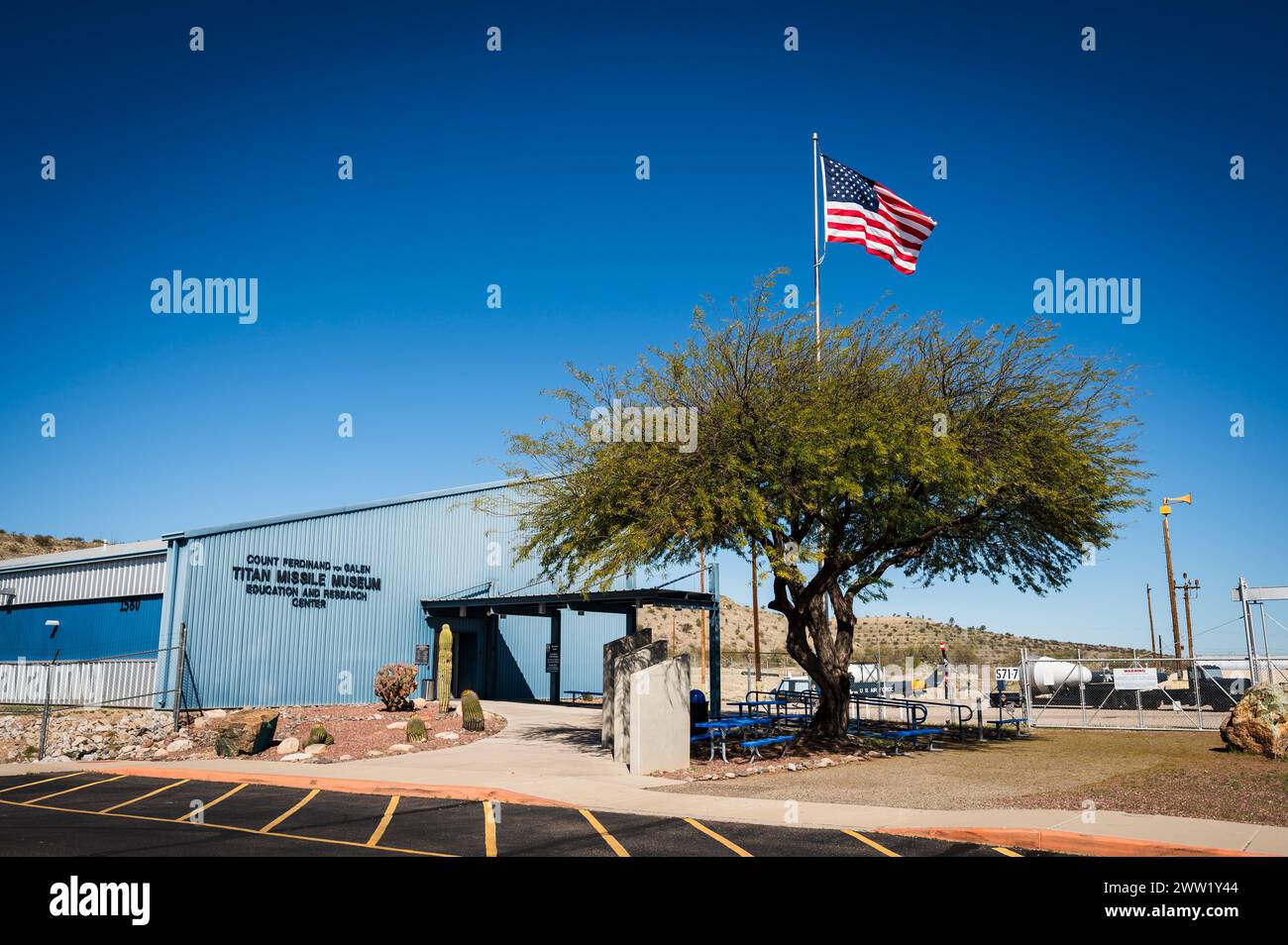 The Titan Missile Museum, which houses a decommission Titan II nuclear ICBM missile.  South of Tucson Arizona, USA. Stock Photo