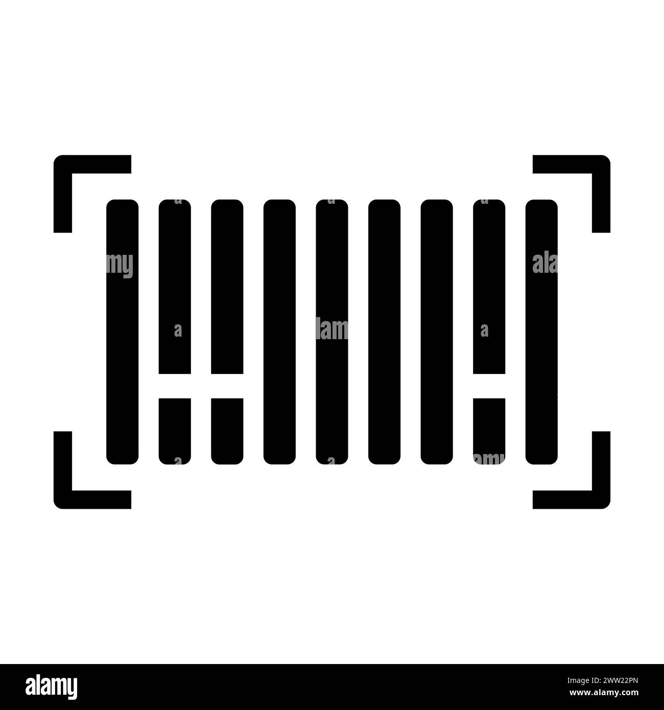 black vector barcode icon on white background Stock Vector