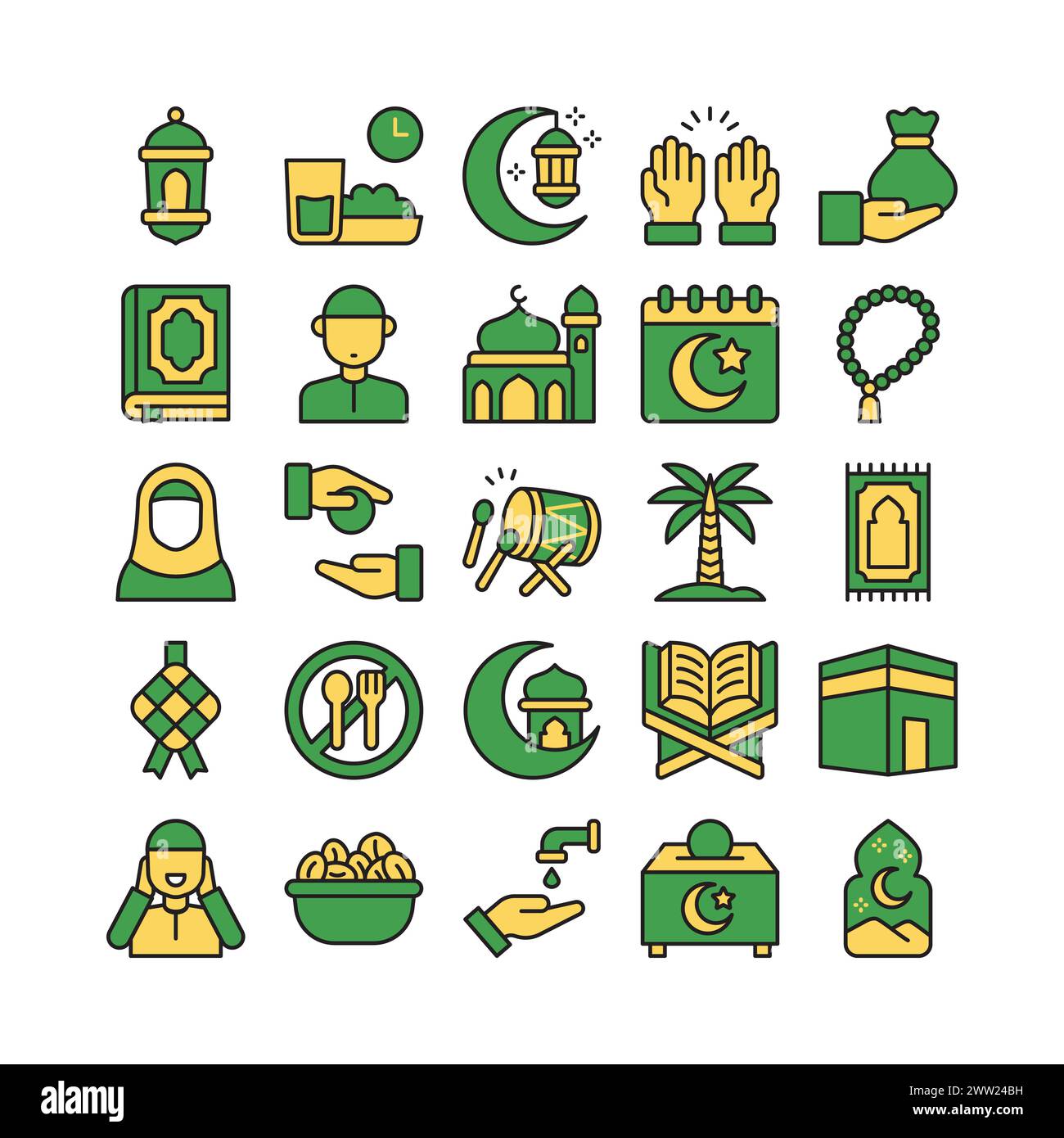 Creative ramadan icon collections in duotone style design Stock Vector
