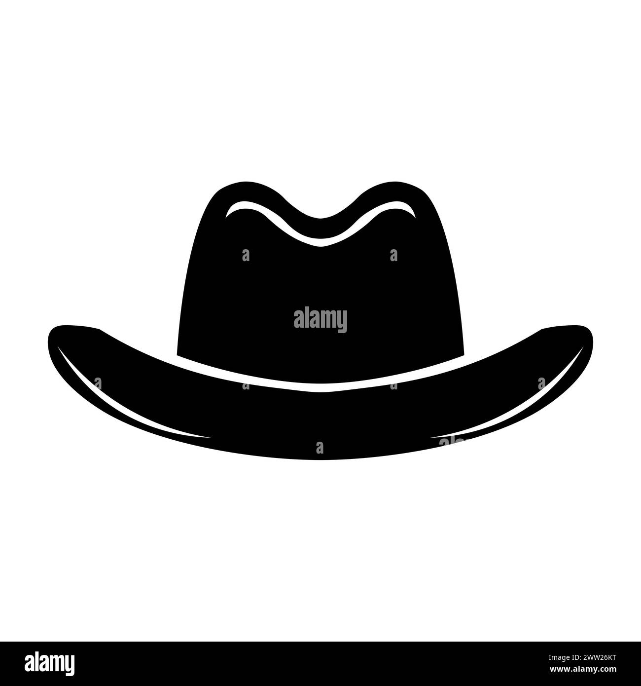 black vector cowboy hat icon on white background Stock Vector