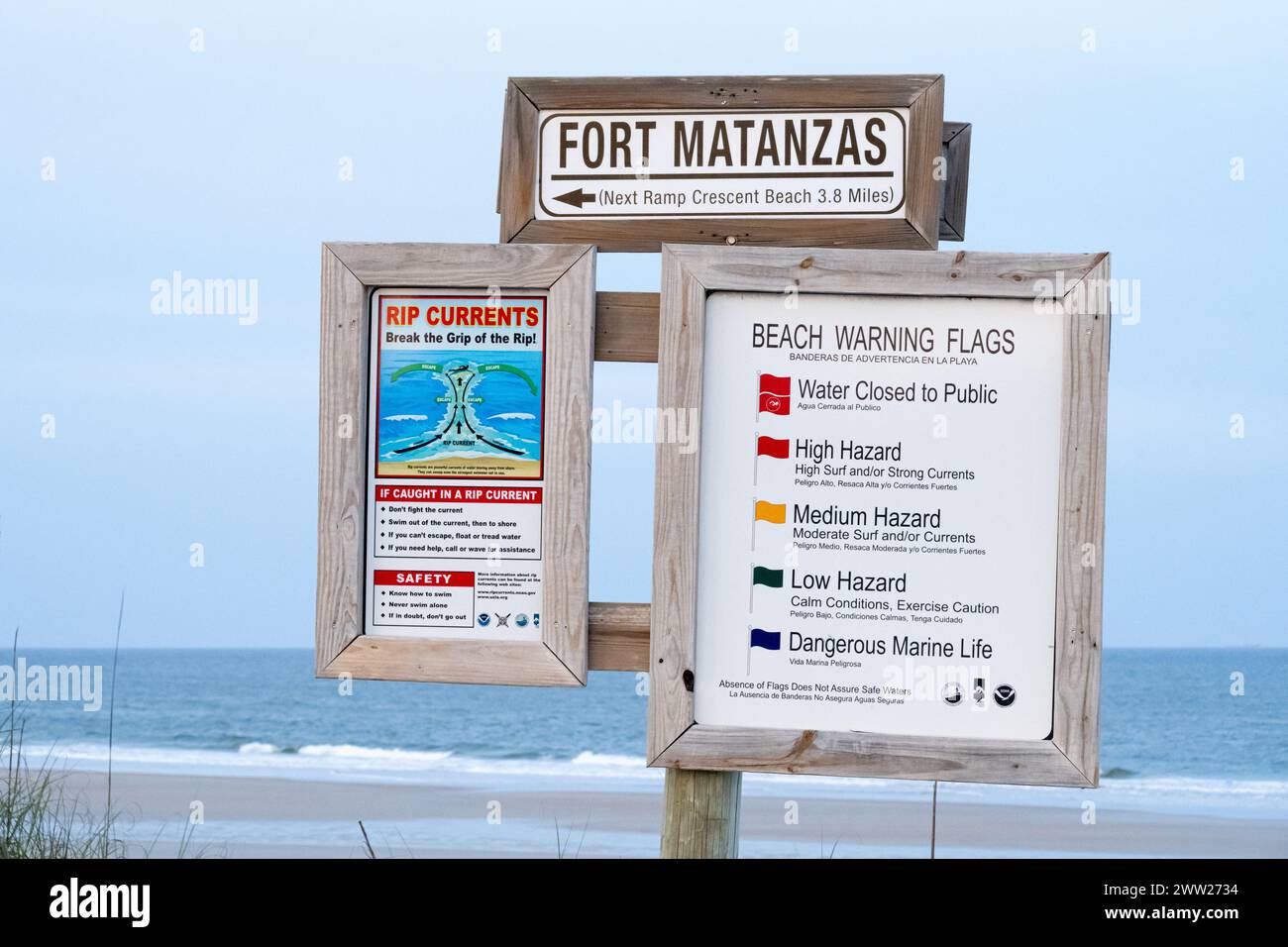 Fort Matanzas beach drive access at Fort Matanzas National Monument on Anastasia Island in Crescent Beach, Florida. (USA) Stock Photo
