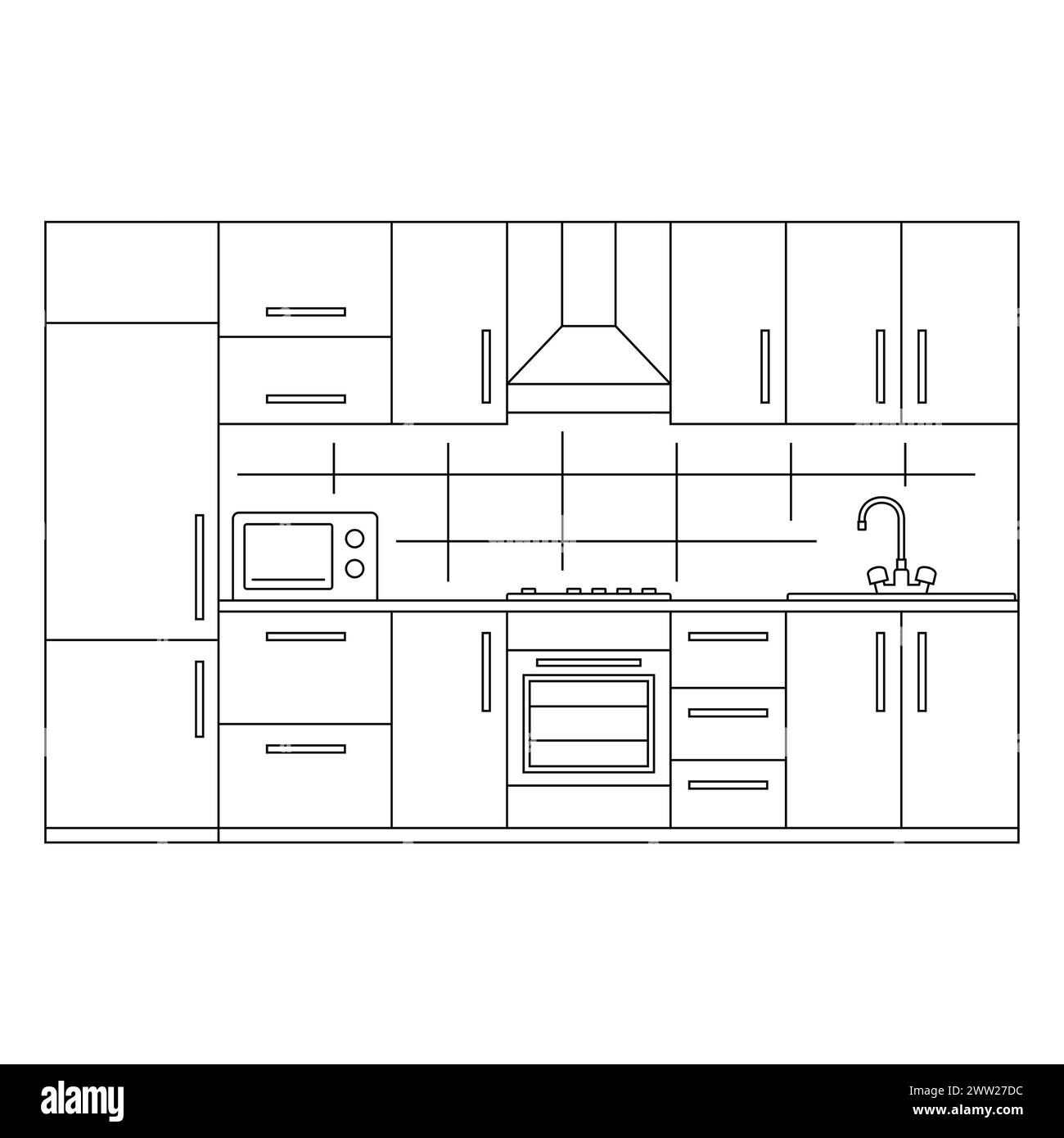 Contours of kitchen furniture Stock Vector