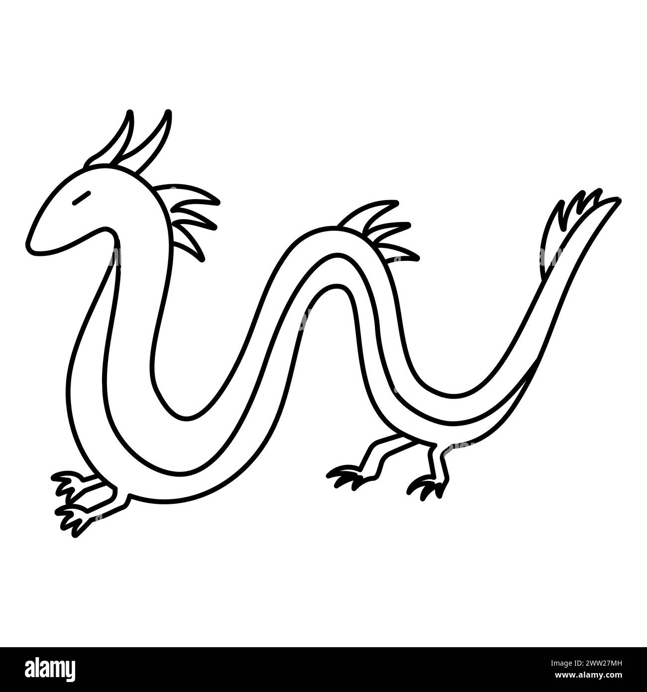 Chinese dragon icon. Traditional symbol of Asia. line doodle coloring. Holidays Festivals and weekends. Keepers of treasures . Hand drawn vector illus Stock Vector