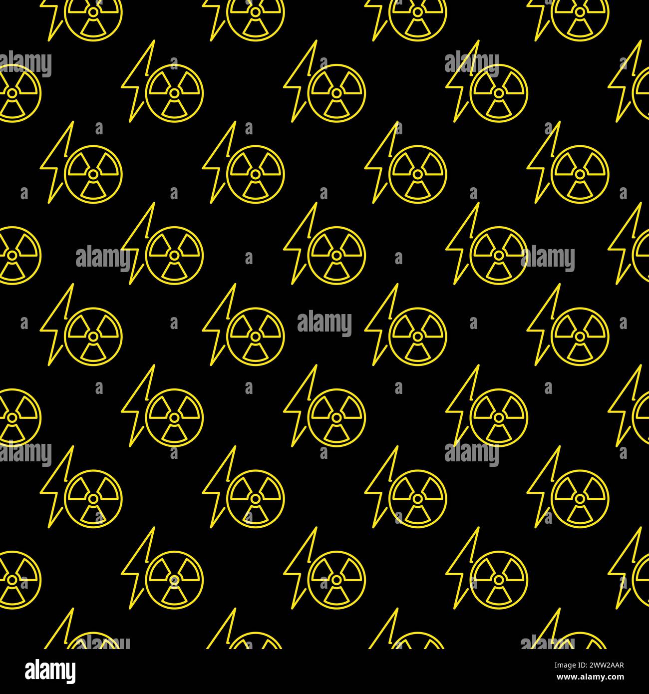Lightning and Radiation vector symbol concept linear seamless pattern Stock Vector