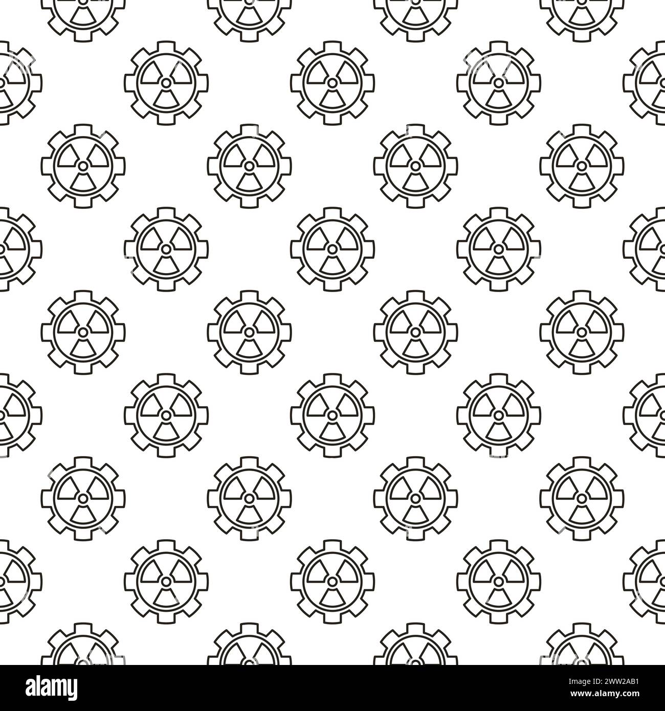 Radiation inside Gear vector concept outline seamless pattern Stock Vector