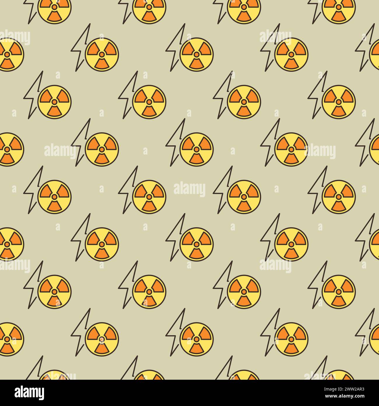Radiation and Lightning vector symbol concept colored seamless pattern Stock Vector