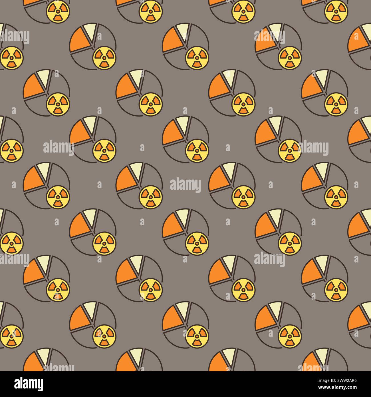 Pie Chart with Radiation sign vector concept colored seamless pattern ...