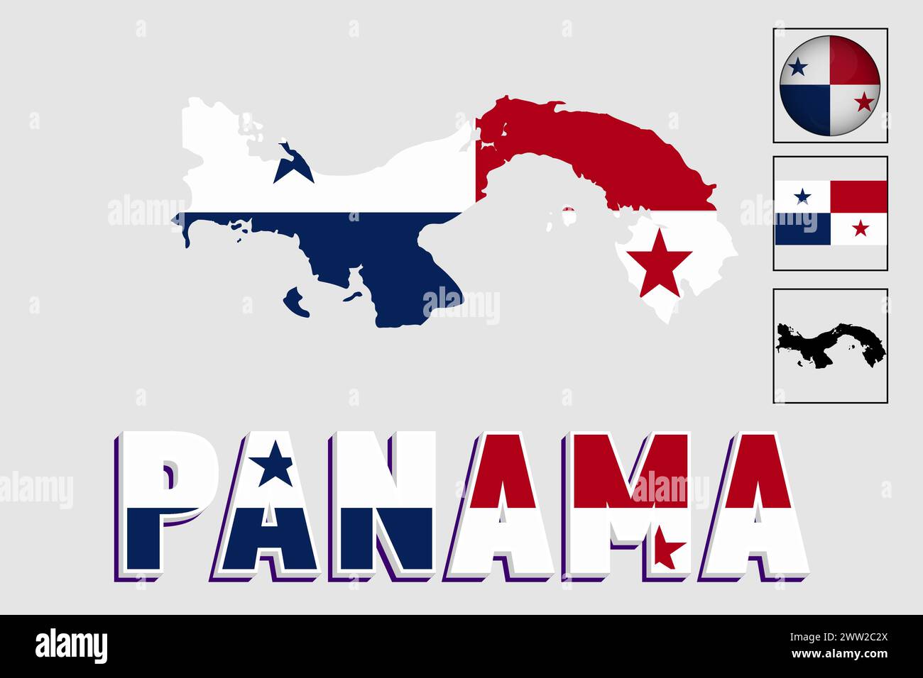 Panama flag and map in a vector graphic Stock Vector