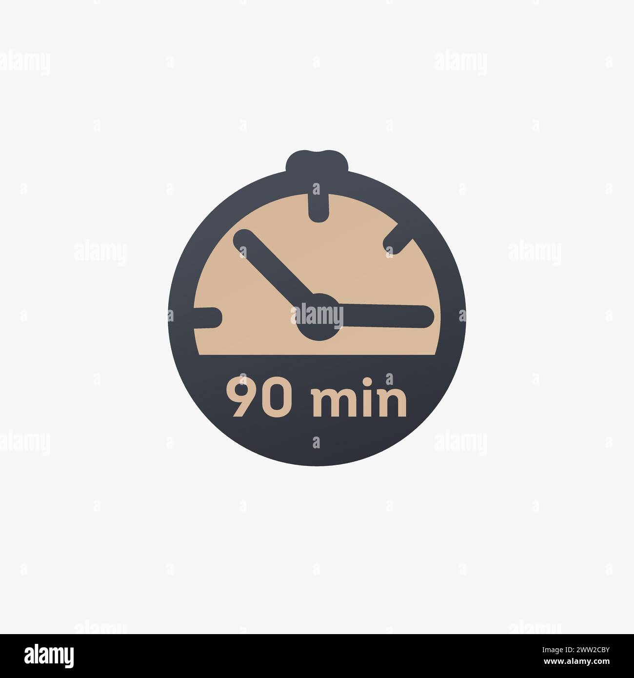 90 minutes, stopwatch vector icon. clock icon in flat style. Stock