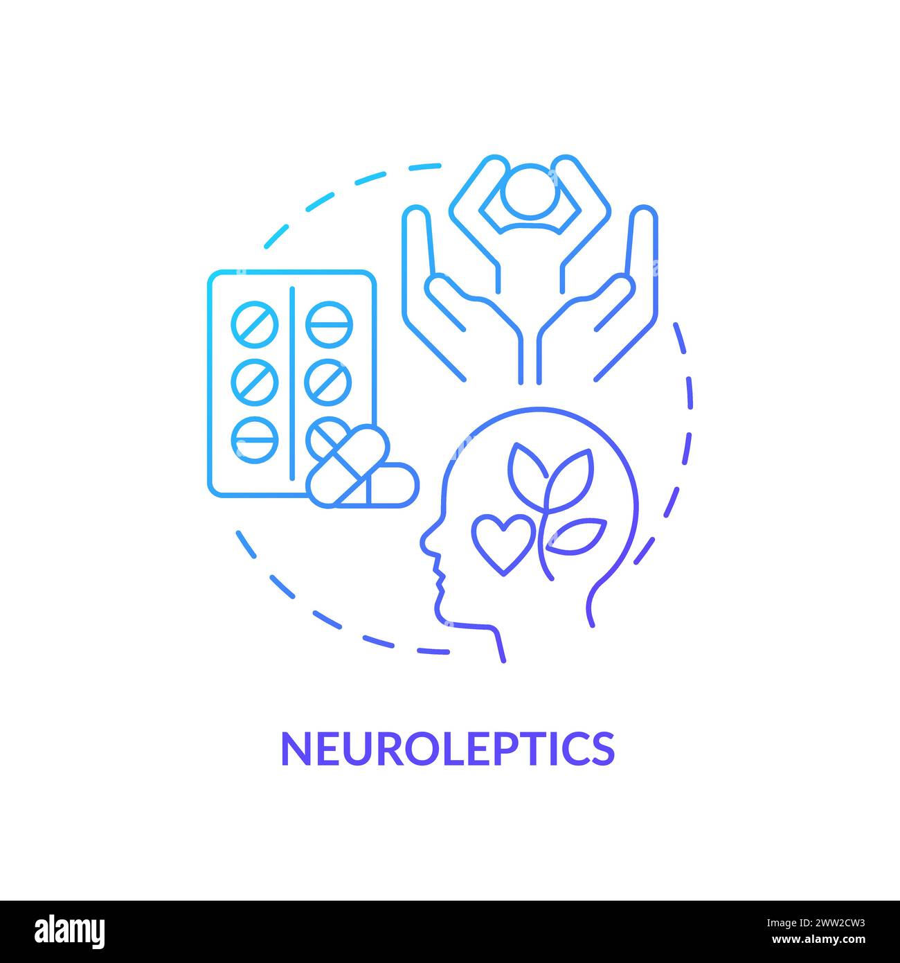 Neuroleptics medication blue gradient concept icon Stock Vector
