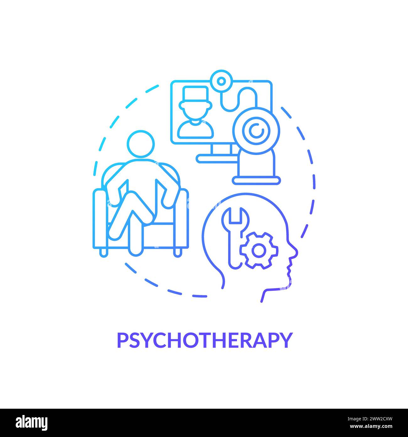 Psychotherapy blue gradient concept icon Stock Vector