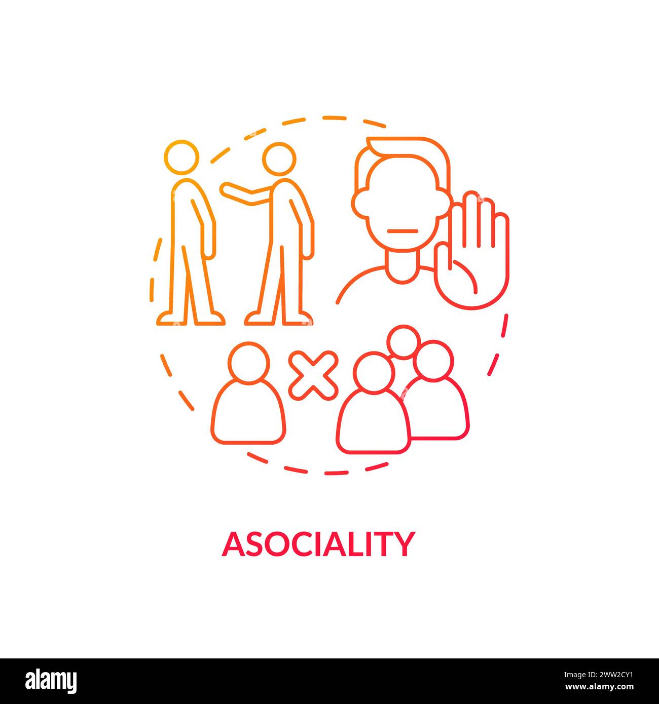 Asociality red gradient concept icon Stock Vector