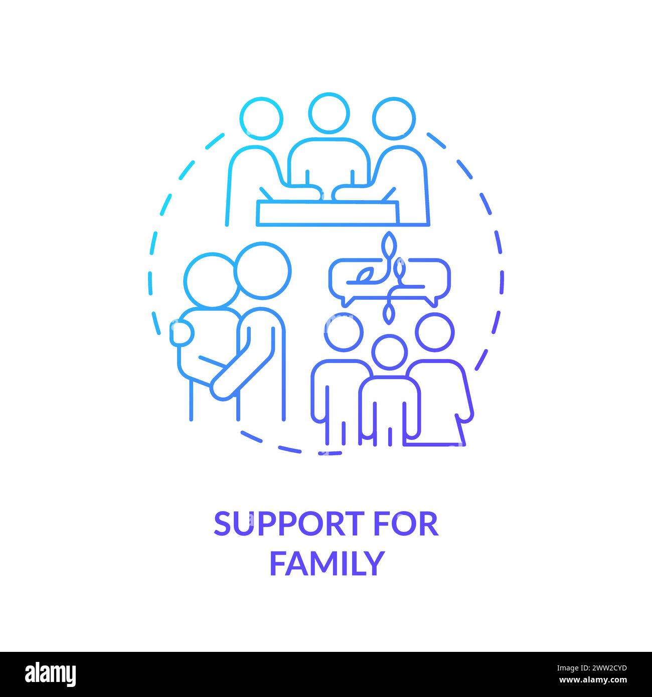 Support for family blue gradient concept icon Stock Vector