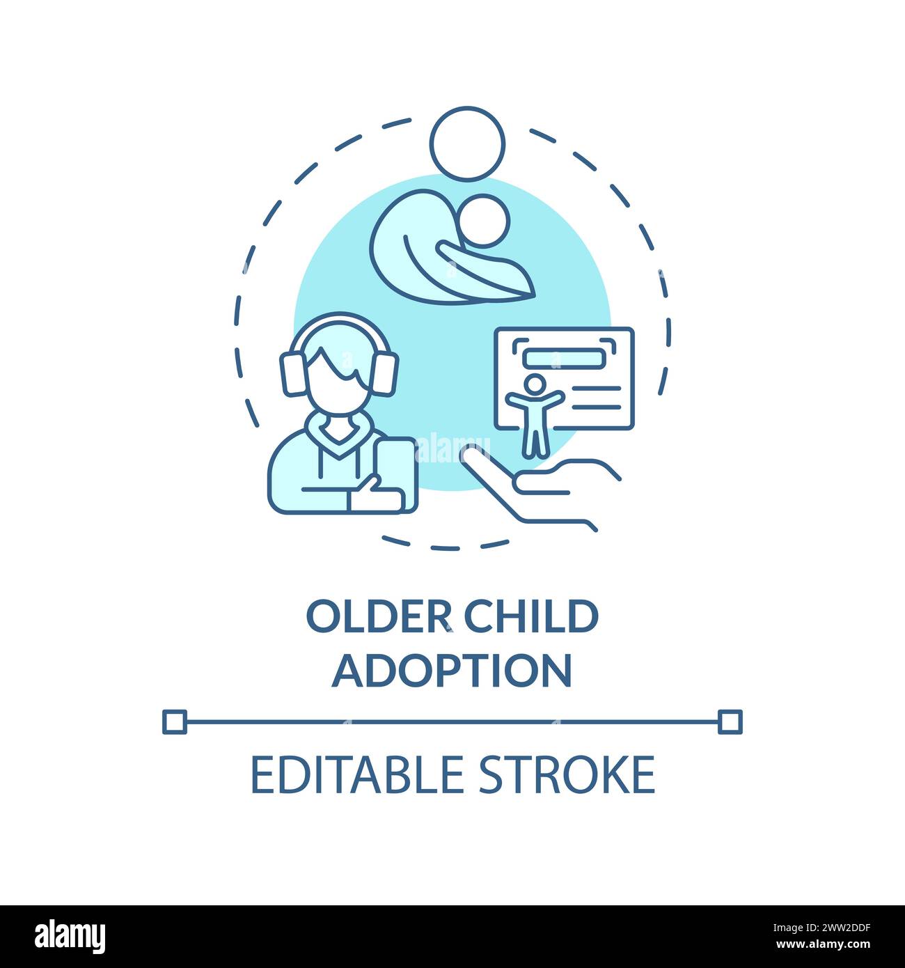 Older child adoption soft blue concept icon Stock Vector