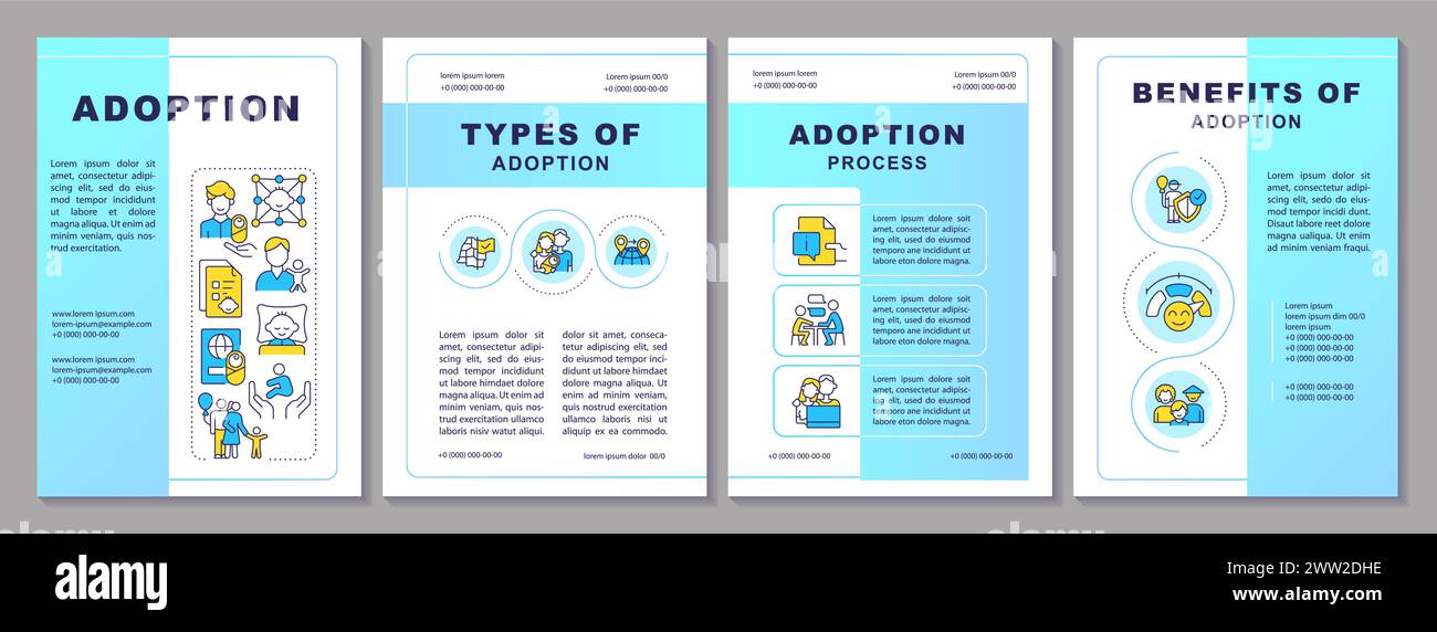 Adoption blue gradient brochure template Stock Vector