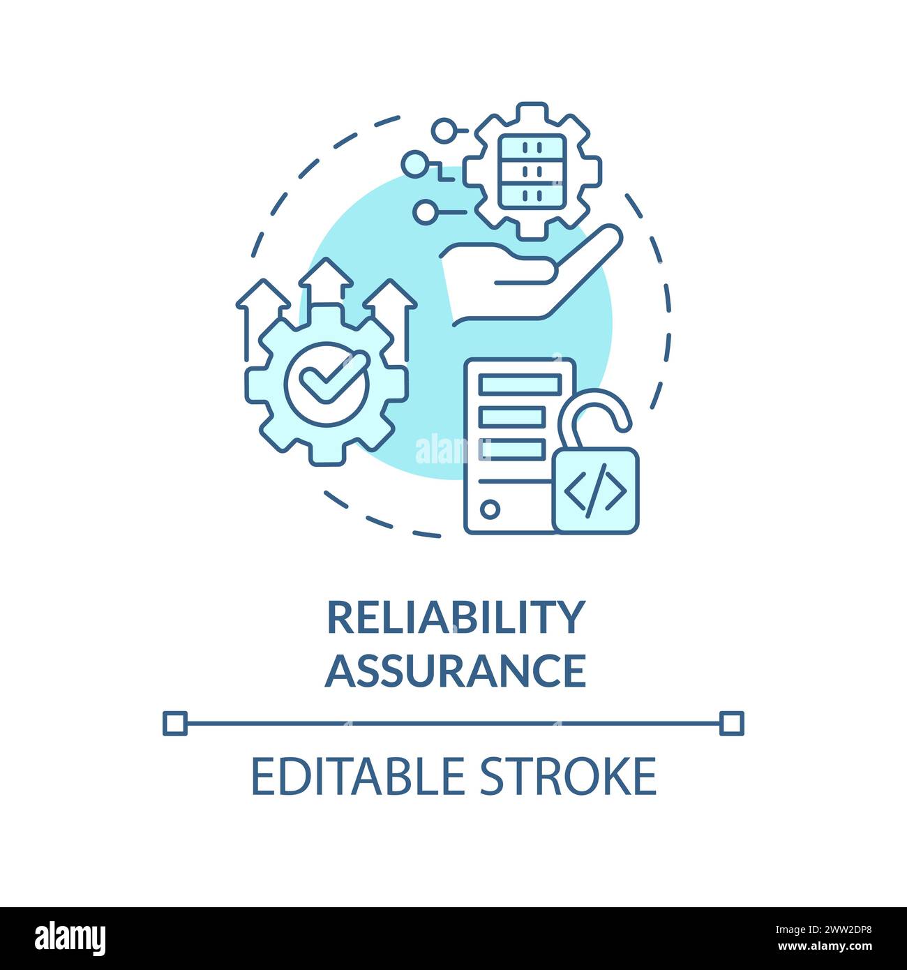 Reliability assurance soft blue concept icon Stock Vector