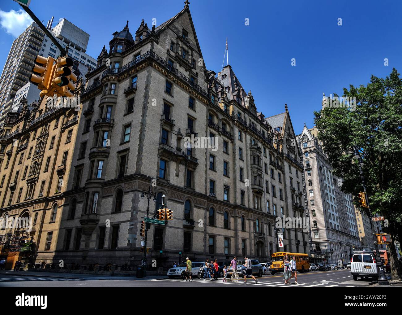 The Dakota Building seen from Central Park West - Manhattan, New York City Stock Photo